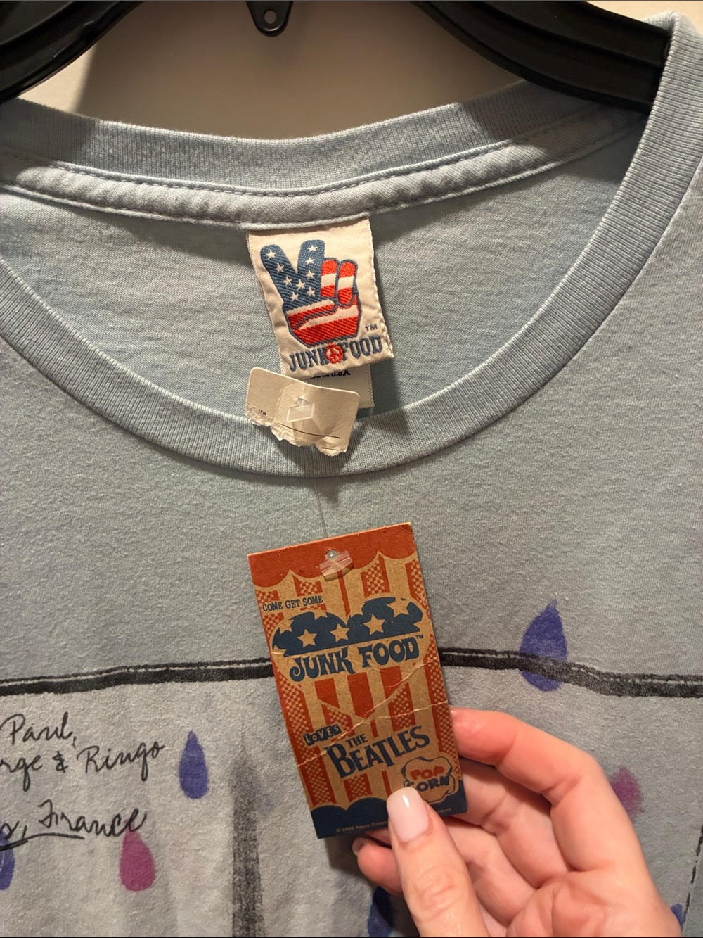 Junk Food The Beatles Graphic Tee - Light Blue Men’s Shirt L NWT - Picture 3 of 6